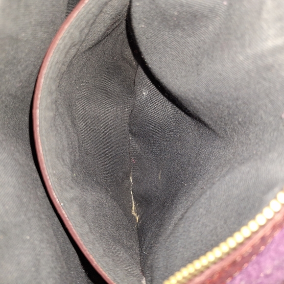 John Fluevog Floral Burgundy Shearling Sling Bag Purse - Picture 9 of 15